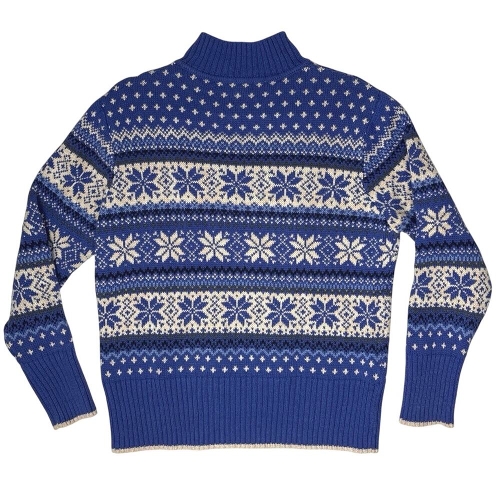 Nomadic Traders Sweater Womens Medium Blue Fair Isle 1/4 Zip - Picture 8 of 8